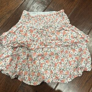 Hollister Floral Mini Skirt - Pink and White